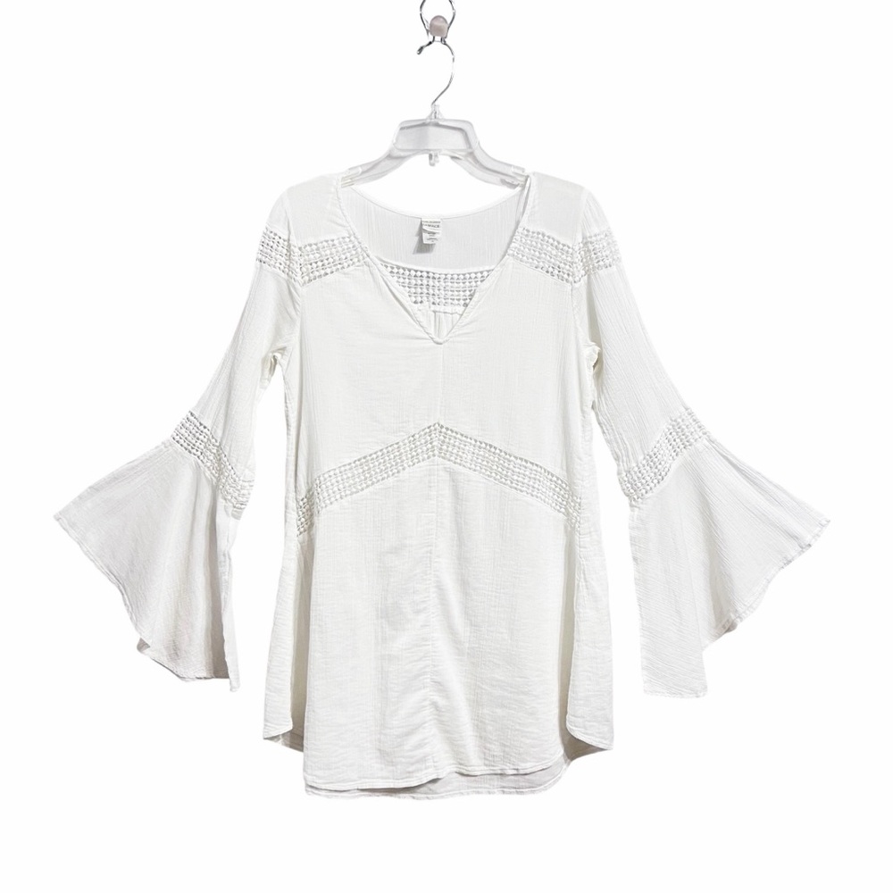 Revolve L*Space Bloomfield Boho Flare Sleeve Tunic M White Resortwear Hippie